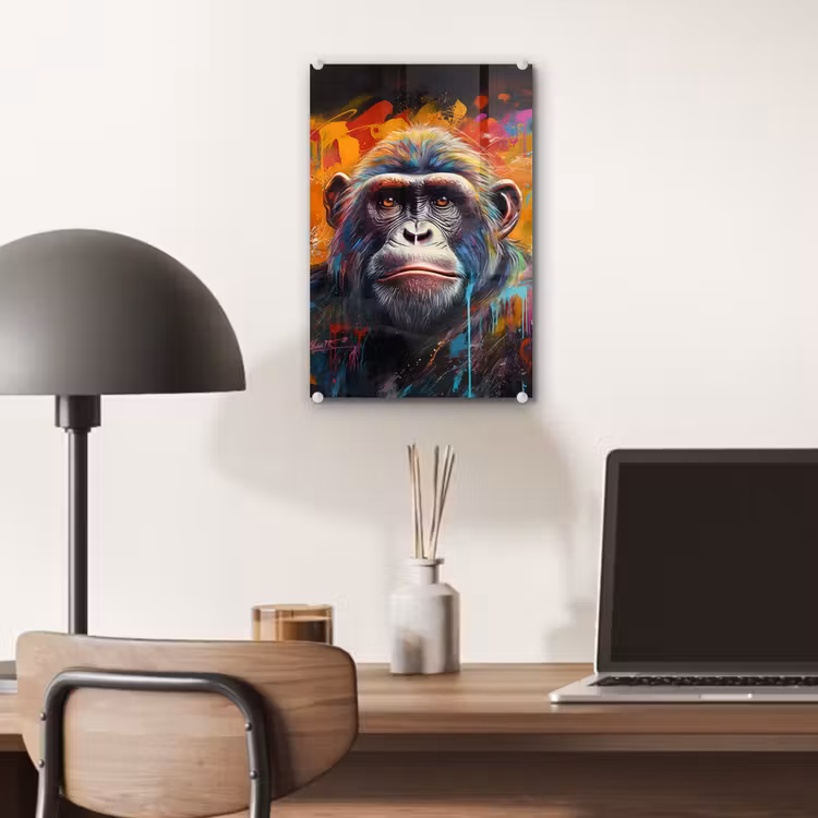 Glas schilderij - Aap - Gorilla - Graffiti - Dieren - Kleuren — 7