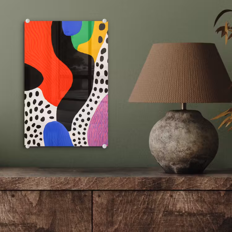 Glas schilderij - Abstract - Vormen - Kleuren - Stippen — 4