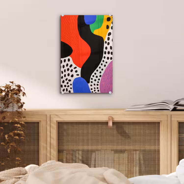 Glas schilderij - Abstract - Vormen - Kleuren - Stippen — 5