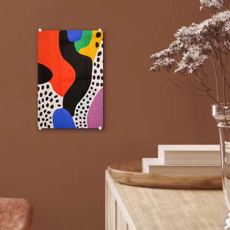 Glas schilderij - Abstract - Vormen - Kleuren - Stippen — 6
