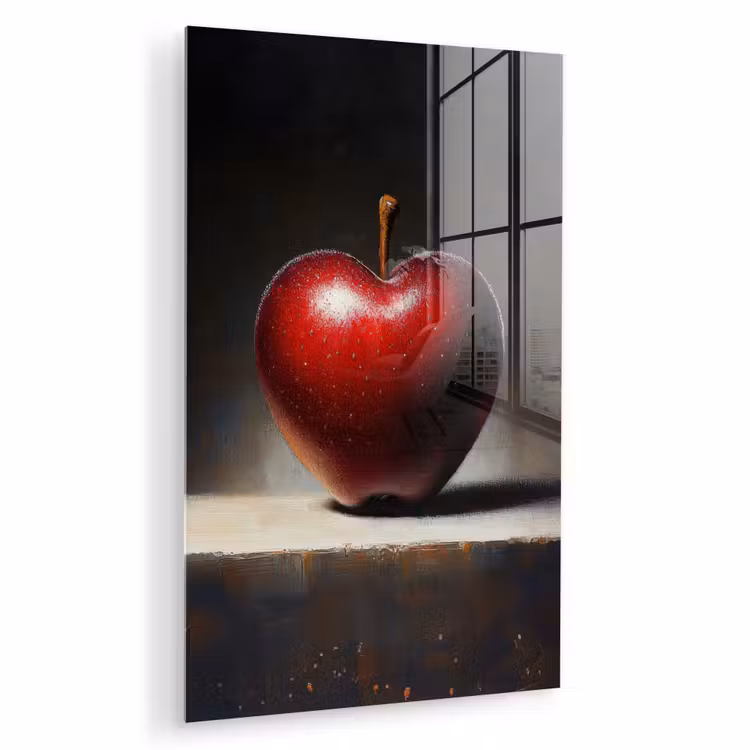 Glas schilderij - Apple - Hart - Rood — 1