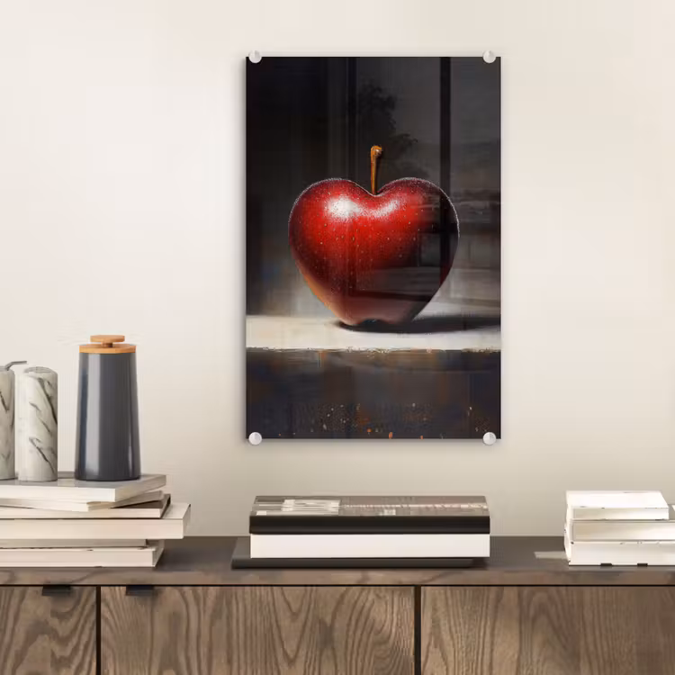 Glas schilderij - Apple - Hart - Rood — 2