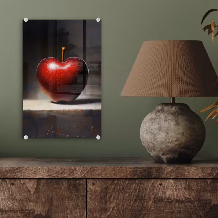 Glas schilderij - Apple - Hart - Rood — 4