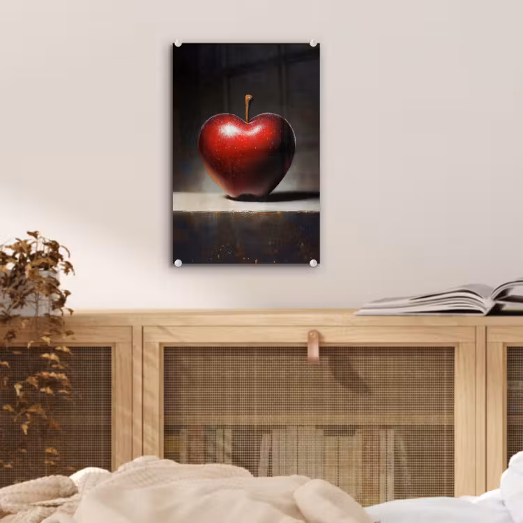 Glas schilderij - Apple - Hart - Rood — 5