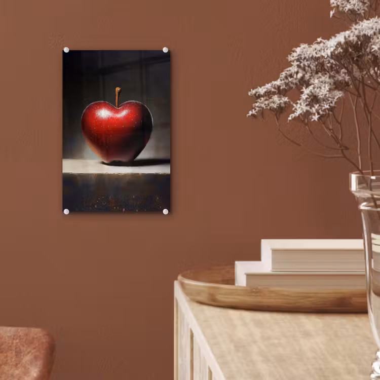 Glas schilderij - Apple - Hart - Rood — 6