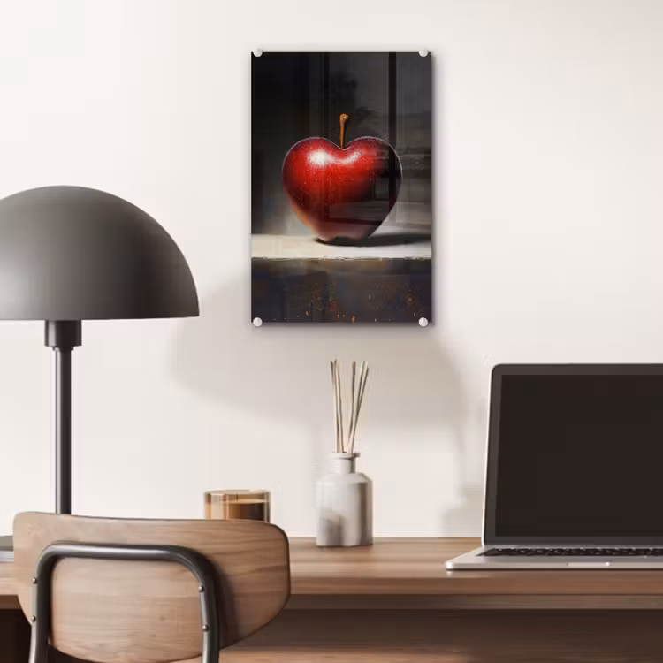 Glas schilderij - Apple - Hart - Rood — 7