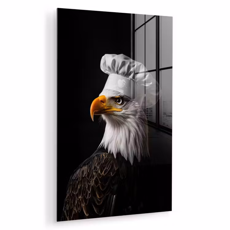 Glas schilderij - Arend -Amerika - Koksmuts - Vogel - Stoer — 1