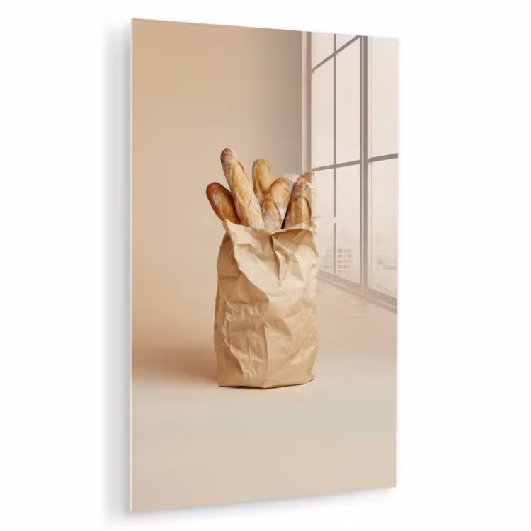 Glas schilderij - Baguette - Brood - Stokbrood - Beige — 1