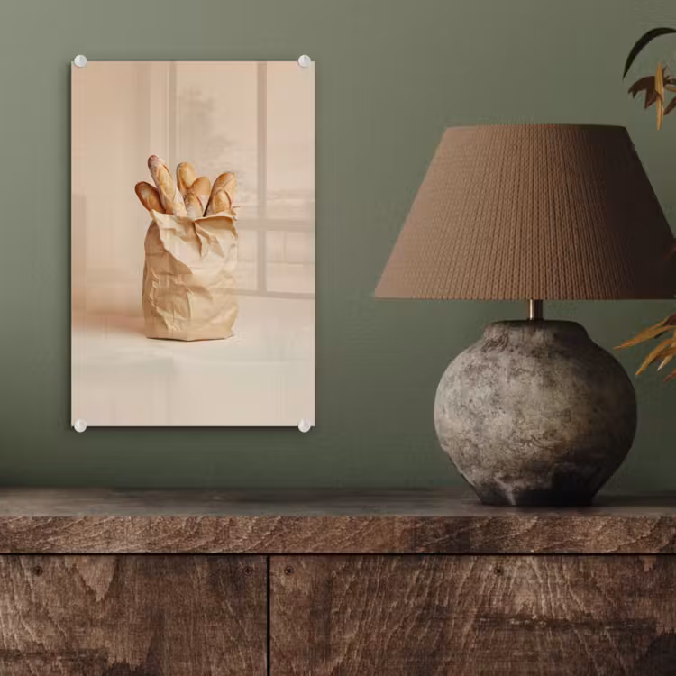 Glas schilderij - Baguette - Brood - Stokbrood - Beige — 4