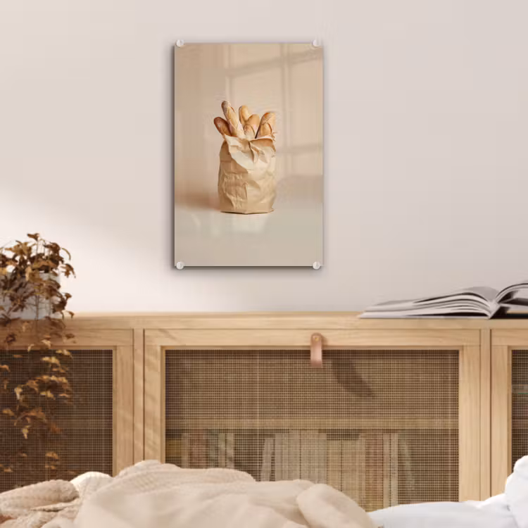 Glas schilderij - Baguette - Brood - Stokbrood - Beige — 5