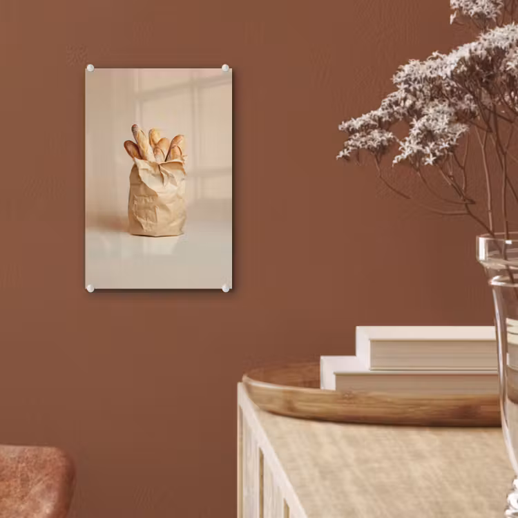 Glas schilderij - Baguette - Brood - Stokbrood - Beige — 6