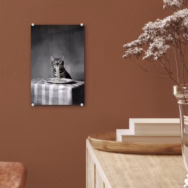 Glas schilderij - Bengaal - Kat - Tafelkleed - Zwart - Wit - Dier — 6