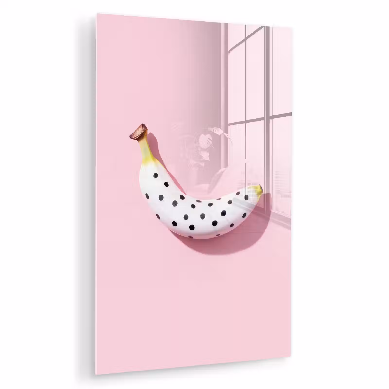 Glas schilderij - Banaan - Stippen - roze — 1
