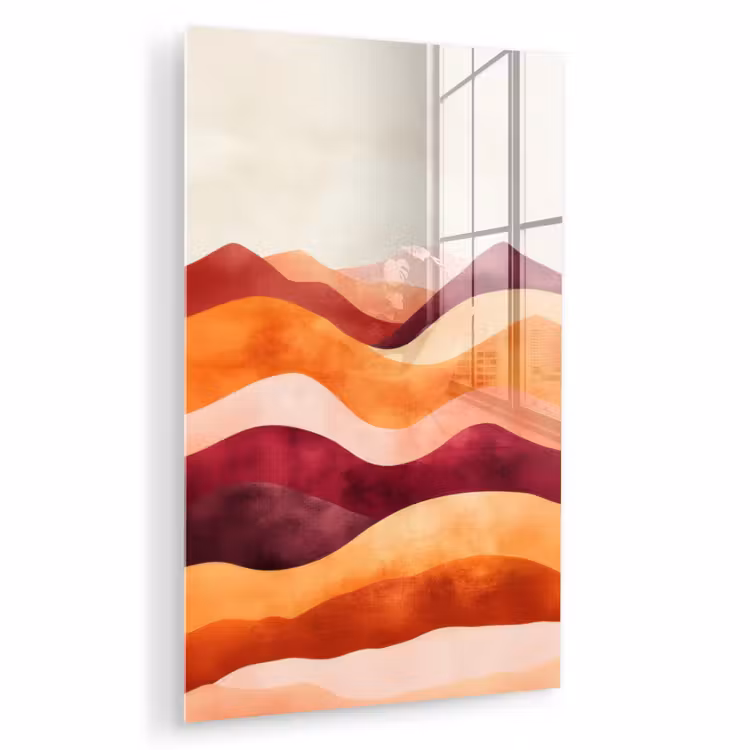 Glas schilderij - Abstract - Landschap - Golven — 1