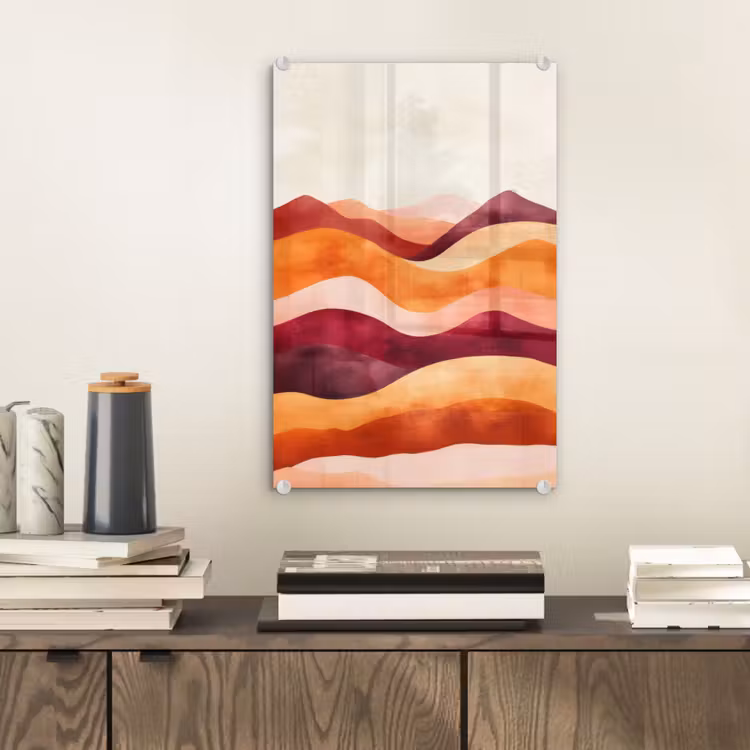 Glas schilderij - Abstract - Landschap - Golven — 2