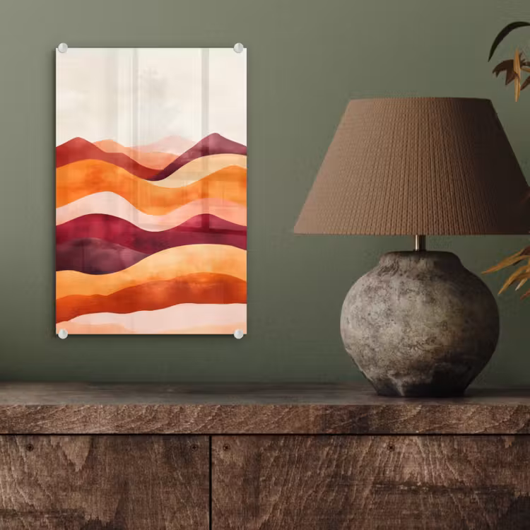 Glas schilderij - Abstract - Landschap - Golven — 4