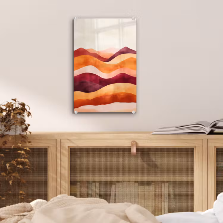 Glas schilderij - Abstract - Landschap - Golven — 5