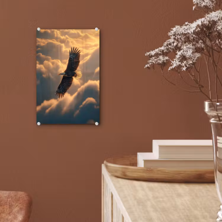 Glas schilderij - Adelaar - Wolken - Zon — 6