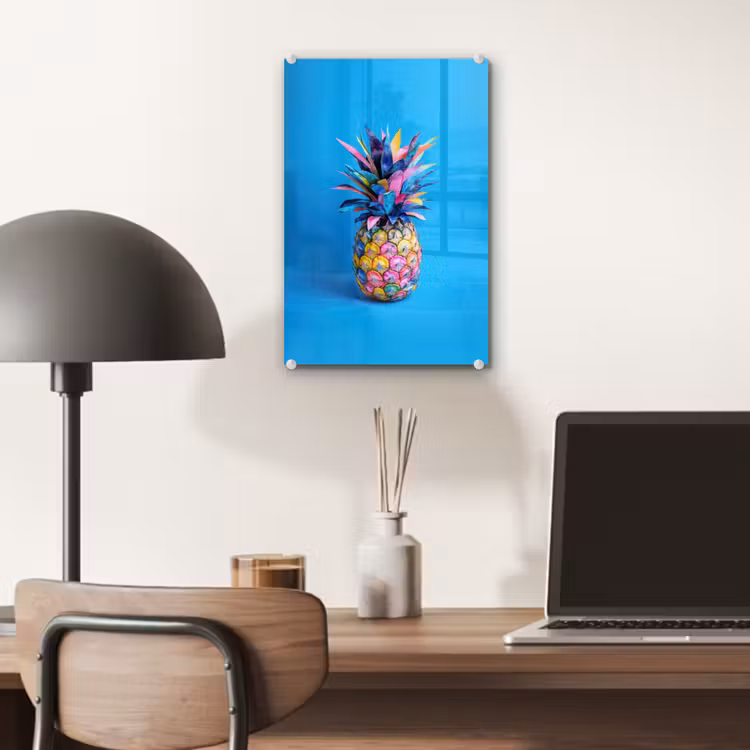 Glas schilderij - Ananas - Blauw - Tropisch - Vrolijk — 7