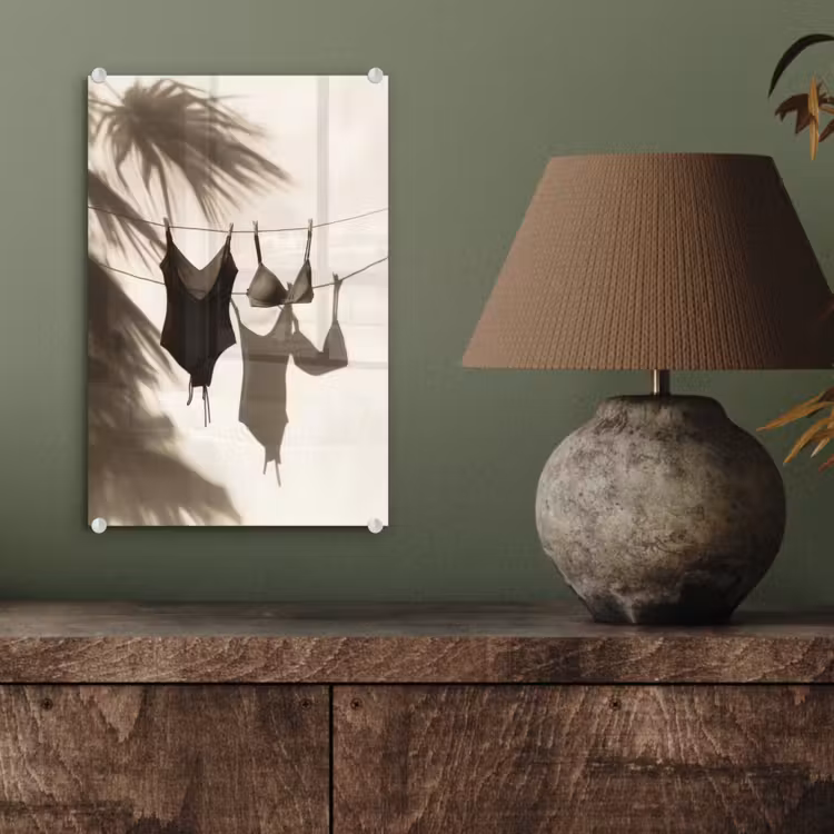 Glas schilderij - Badkleding - Palmbomen - Schaduw - Tropisch — 4
