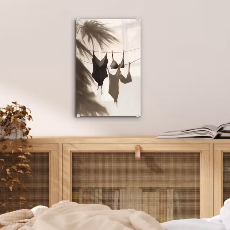 Glas schilderij - Badkleding - Palmbomen - Schaduw - Tropisch — 5