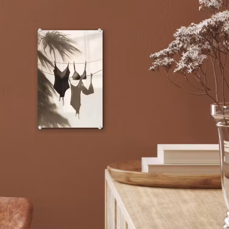 Glas schilderij - Badkleding - Palmbomen - Schaduw - Tropisch — 6