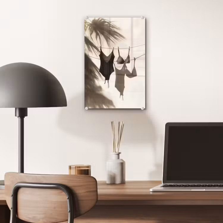Glas schilderij - Badkleding - Palmbomen - Schaduw - Tropisch — 7