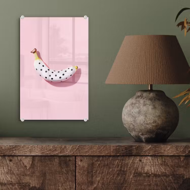 Glas schilderij - Banaan - Stippen - roze — 4