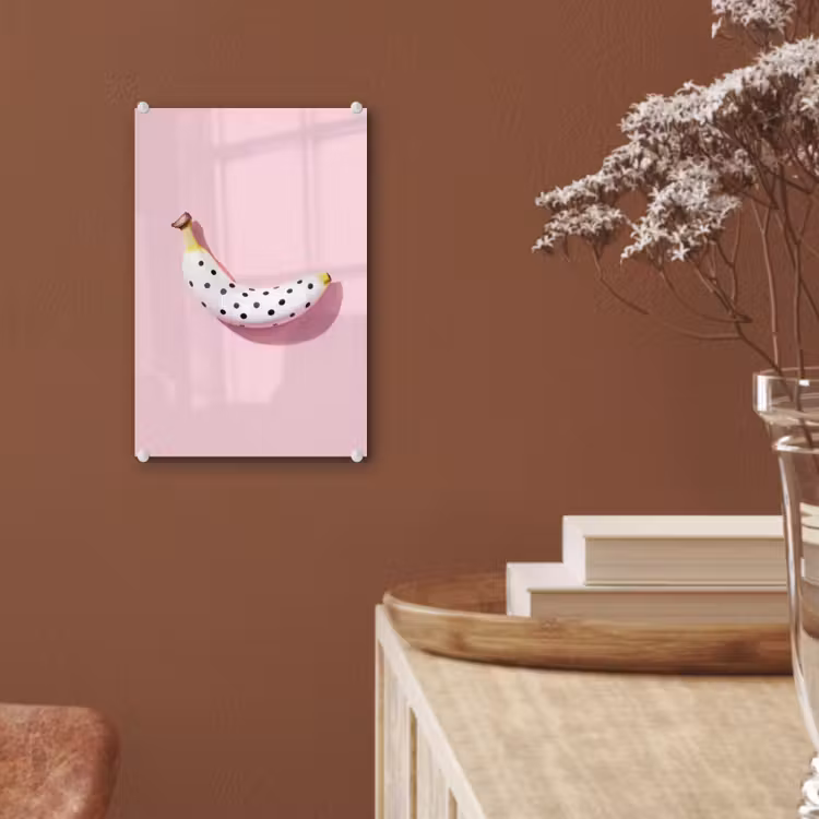 Glas schilderij - Banaan - Stippen - roze — 6