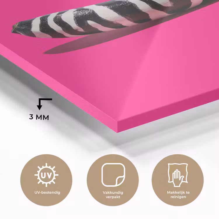 Glas schilderij - Banaan - Zebraprint - Roze — 3