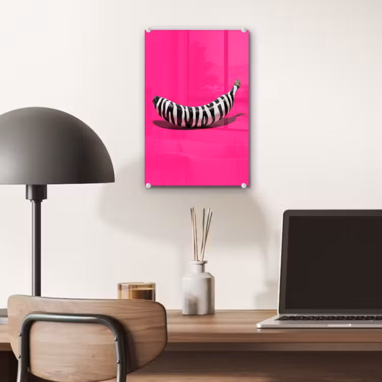 Glas schilderij - Banaan - Zebraprint - Roze — 7