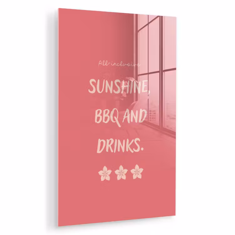 Glas schilderij - BBQ - Quote - Roze - Zomer — 1