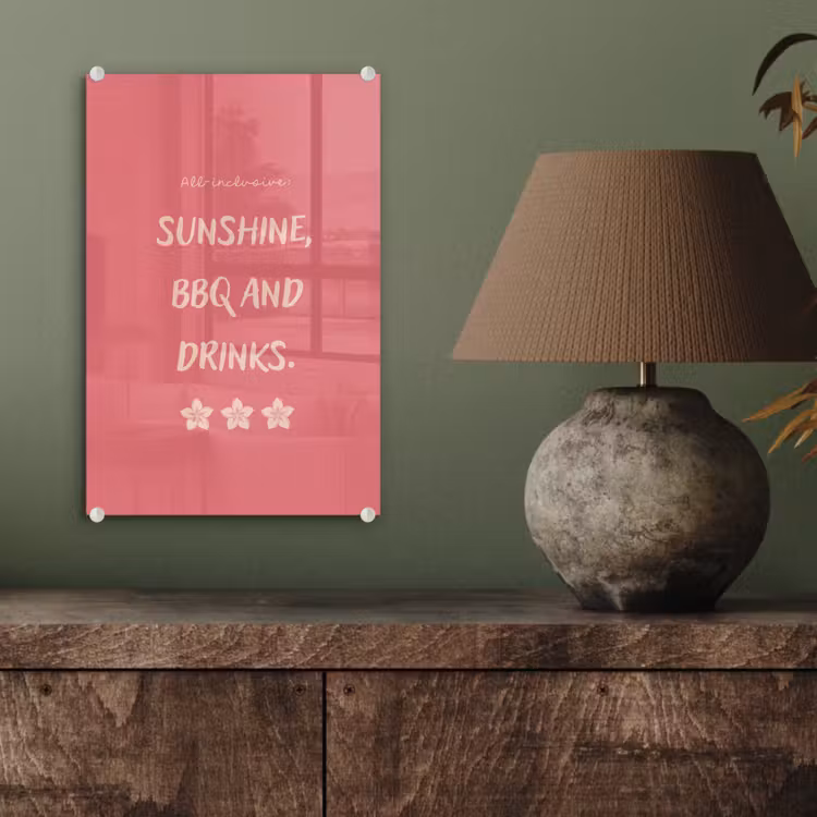 Glas schilderij - BBQ - Quote - Roze - Zomer — 4