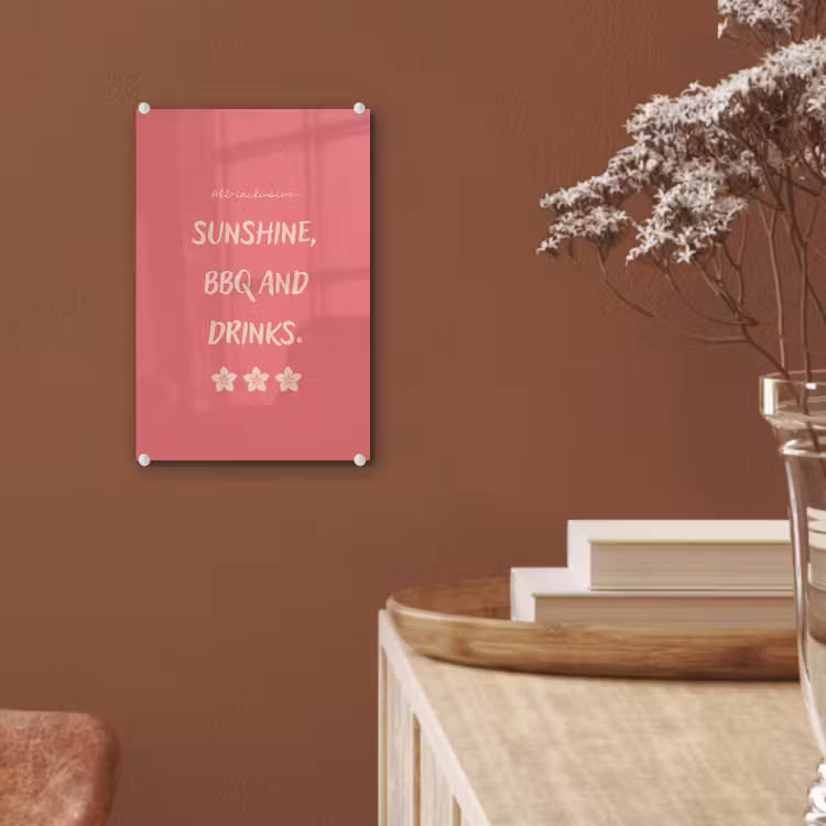 Glas schilderij - BBQ - Quote - Roze - Zomer — 6