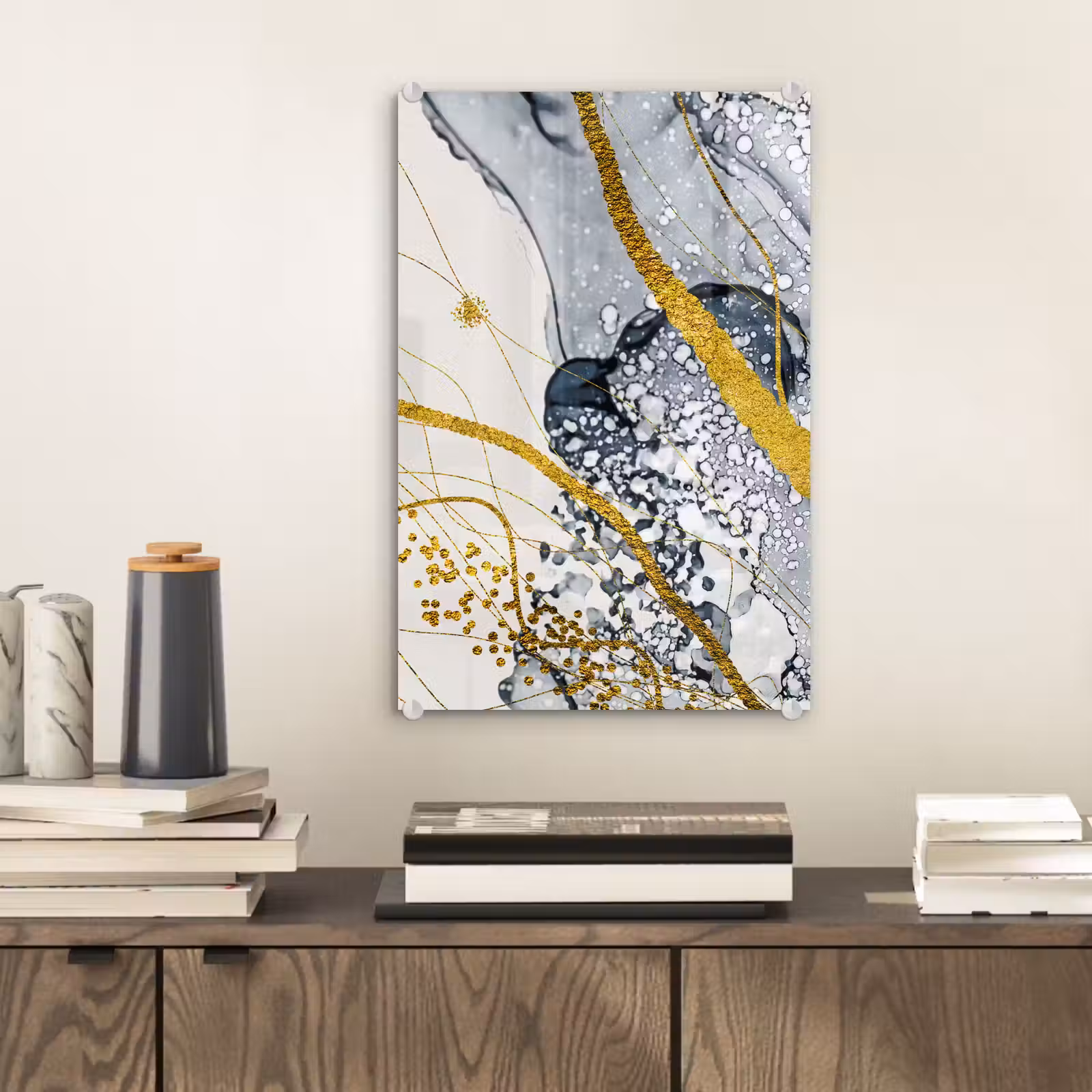 Glas schilderij - Abstract - Goud - Natuur - Kunst — 1
