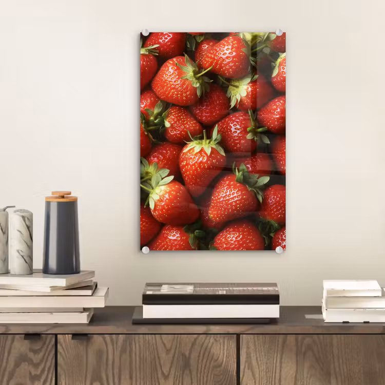 Glas schilderij - Aardbei - Fruit - Rood — 2