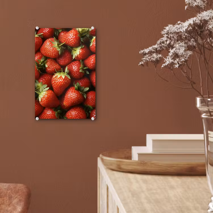 Glas schilderij - Aardbei - Fruit - Rood — 6