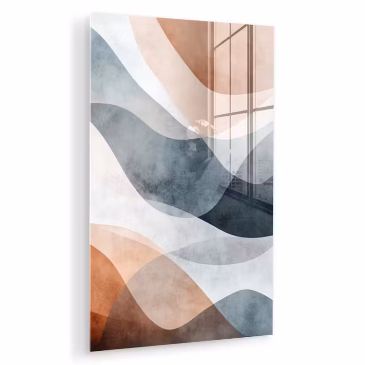 Glas schilderij - Abstract - Golven - Blauw — 1