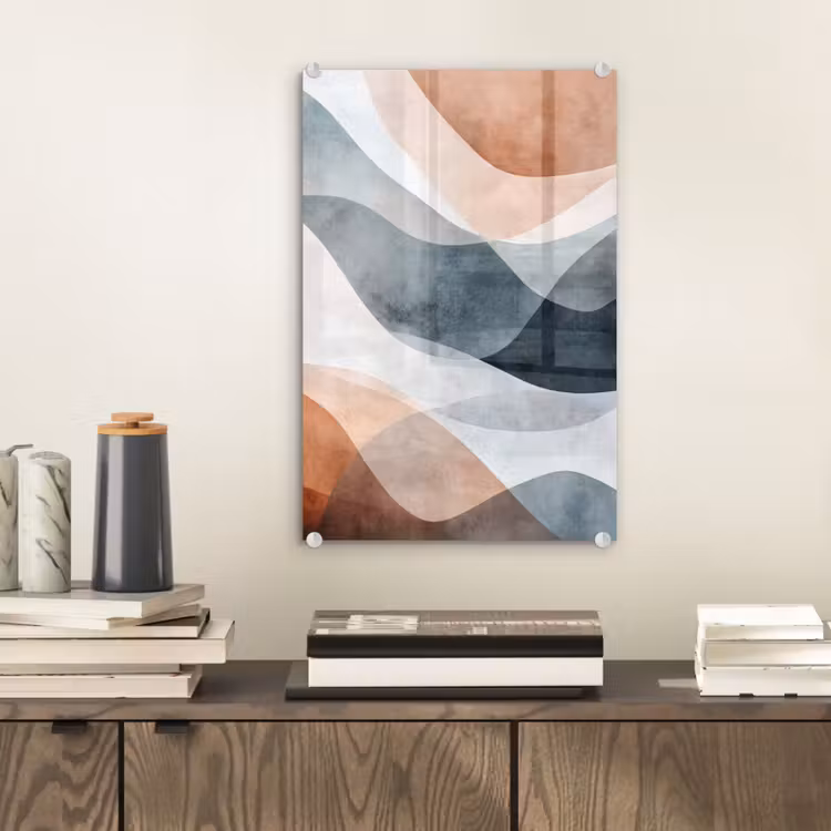 Glas schilderij - Abstract - Golven - Blauw — 2