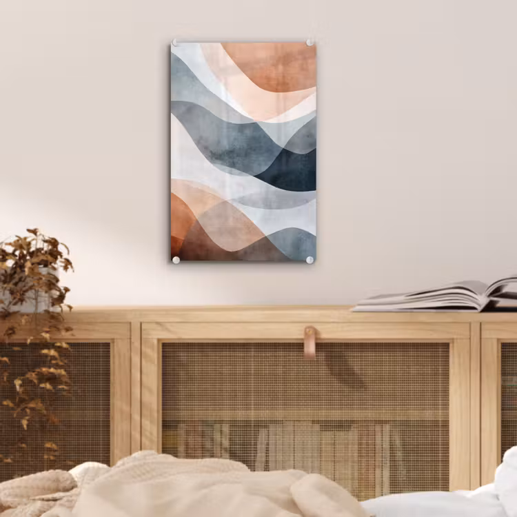 Glas schilderij - Abstract - Golven - Blauw — 5