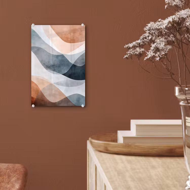 Glas schilderij - Abstract - Golven - Blauw — 6