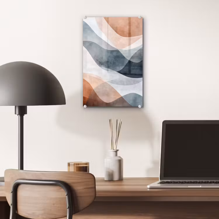 Glas schilderij - Abstract - Golven - Blauw — 7