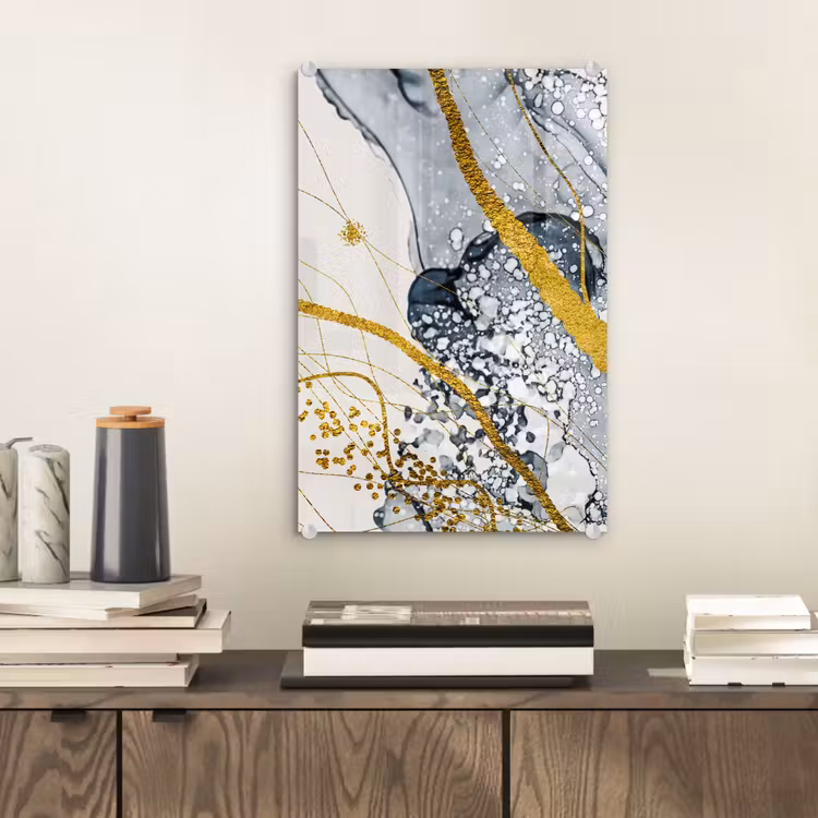 Glas schilderij - Abstract - Goud - Natuur - Kunst — 1