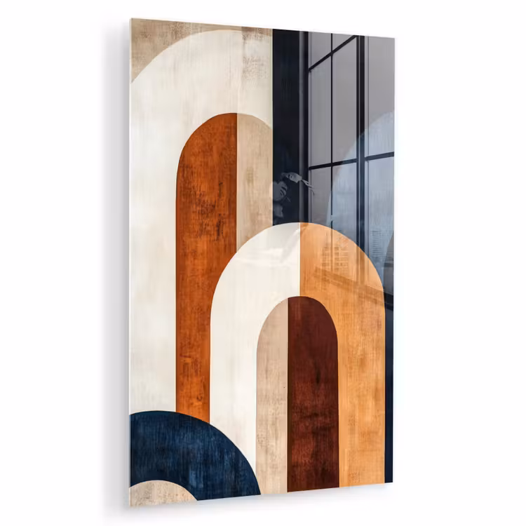 Glas schilderij - Abstract - Vormen - Donkerblauw — 1