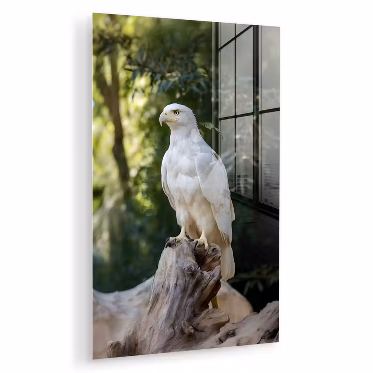 Glas schilderij - Arend - Hout - Wit - Planten — 1