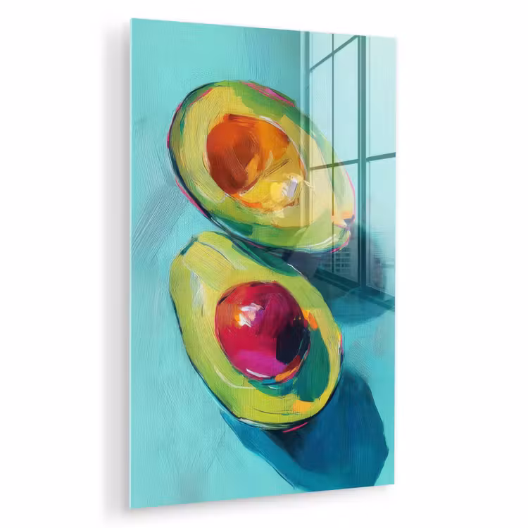 Glas schilderij - Avocado - Groen - Pit - Schaduw — 1