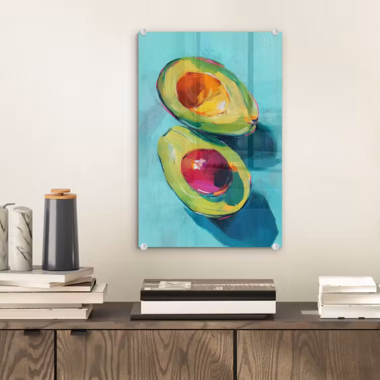 Glas schilderij - Avocado - Groen - Pit - Schaduw — 2