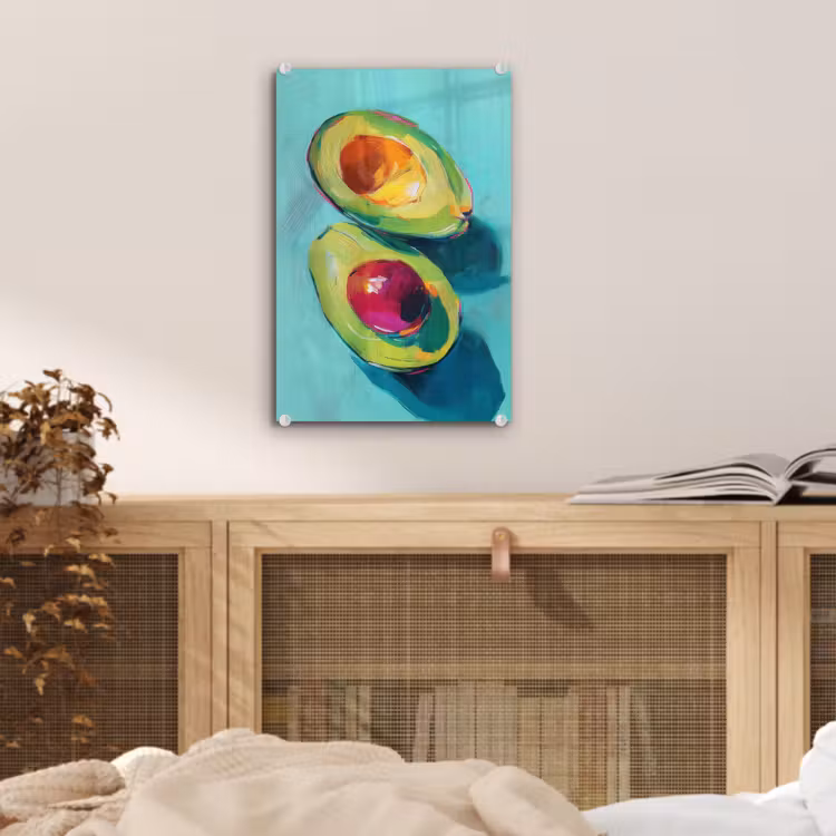 Glas schilderij - Avocado - Groen - Pit - Schaduw — 5