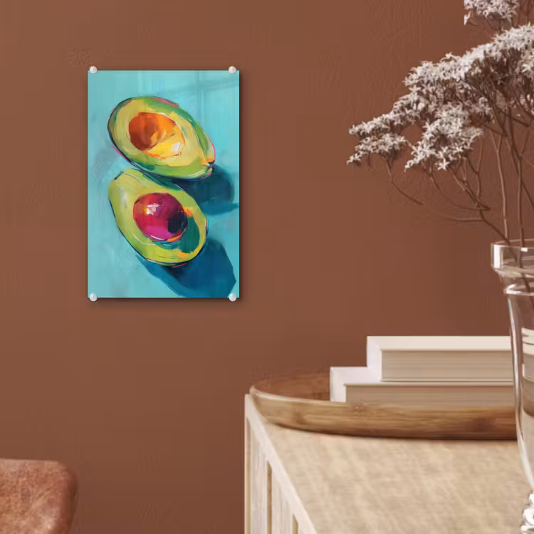Glas schilderij - Avocado - Groen - Pit - Schaduw — 6