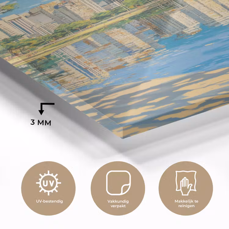 Glas schilderij - Berg - Skyline - Strand - Water — 3